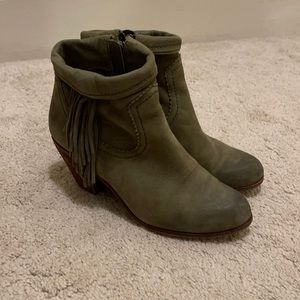 Sam Edelman Green fringe booties
